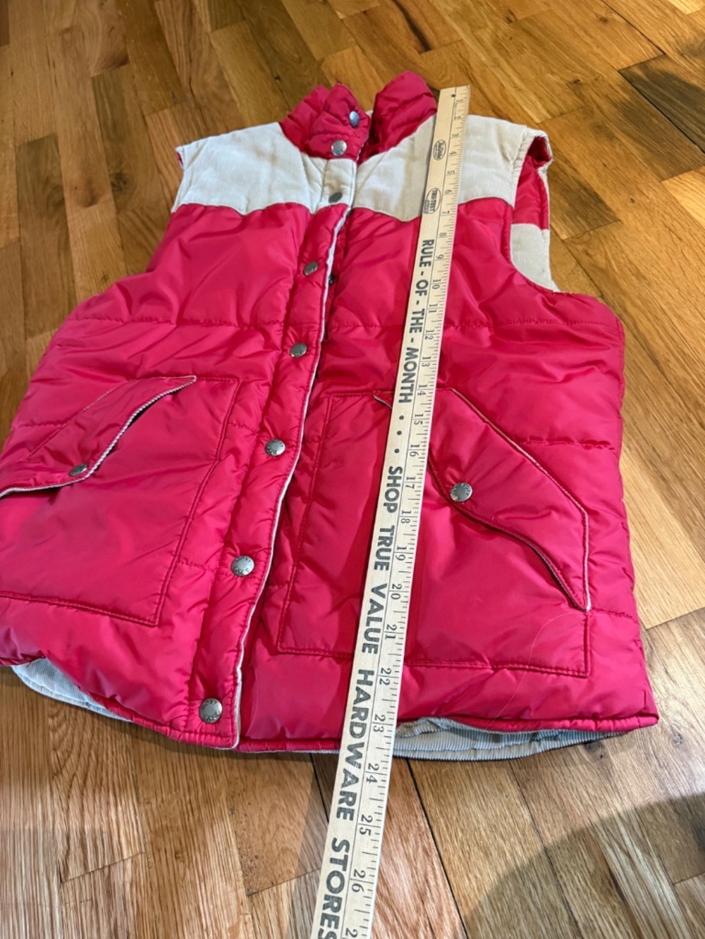 ROXY Vintage 90s Y2K Corduroy Red & Tan Reversible Bomber Puffer Vest Women’s M. - Picture 7 of 10